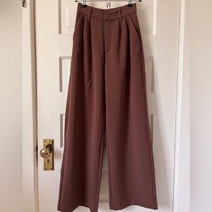 Abercrombie & Fitch Tailored Pleated Wide Leg Pants Brown XS